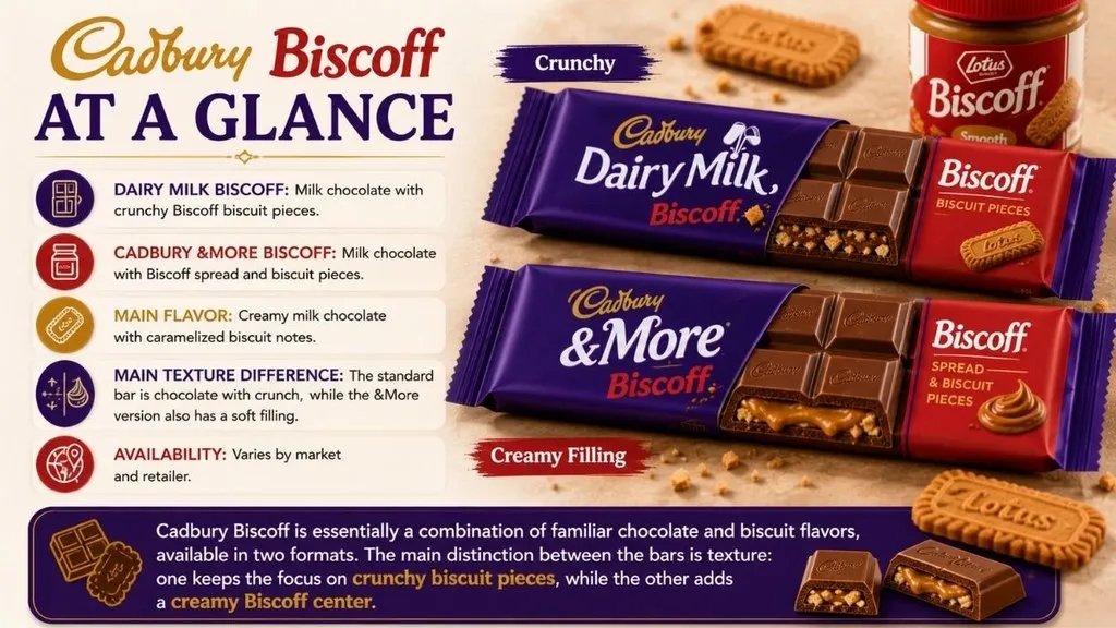 Cadbury Biscoff bars with crunchy and creamy centers.