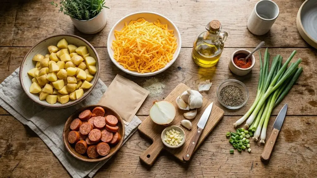 Ingredients for cheesy ranch potatoes
