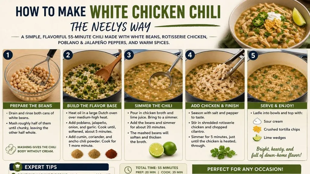 Neelys white chicken chili cooking steps