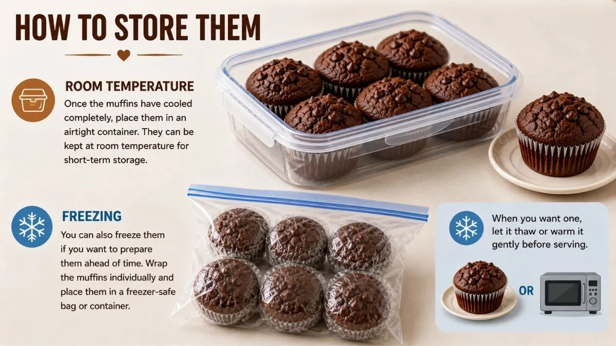 Chocolate banana muffins stored safely for later enjoyment