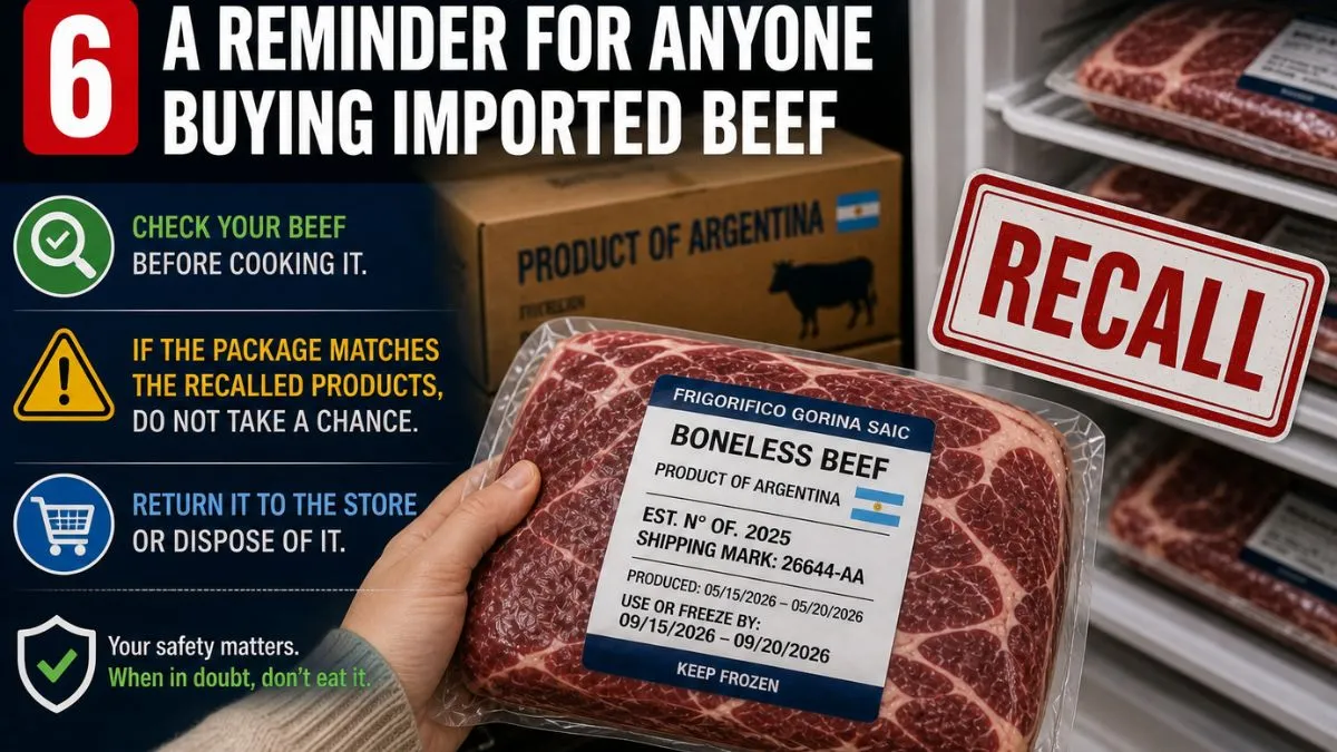Consumer checks recalled beef package carefully