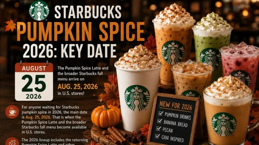 Starbucks Pumpkin Spice Latte returns August 25 2026