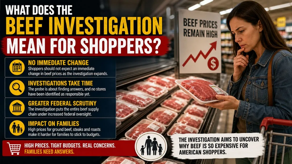 Shopper examines expensive beef at grocery store
