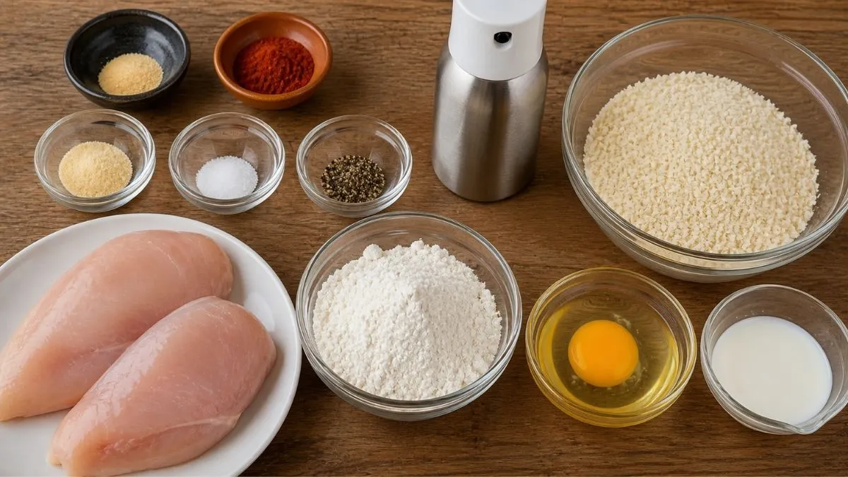 Chicken nugget ingredients with panko and spices