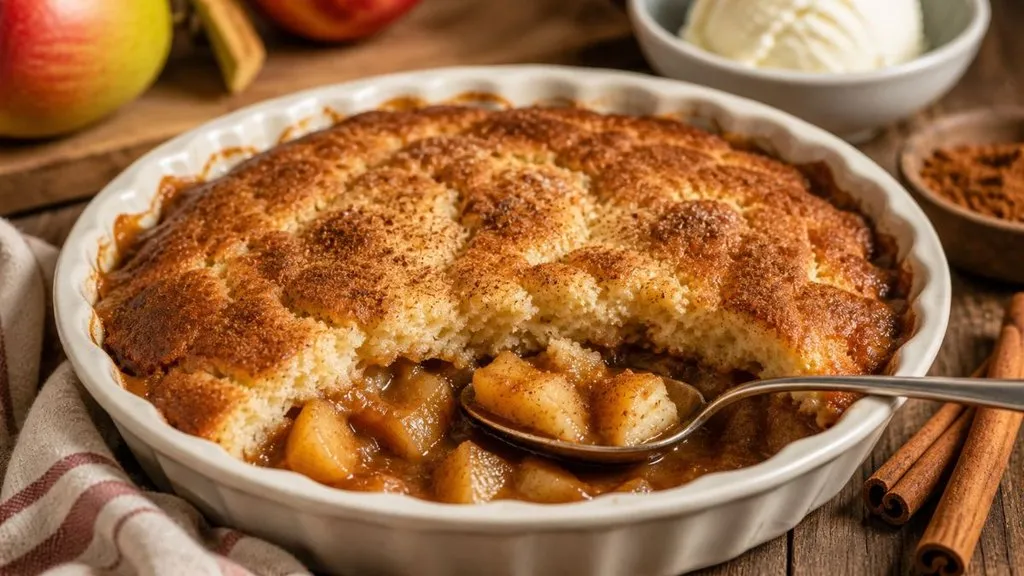 Golden apple cake with warm cinnamon filling