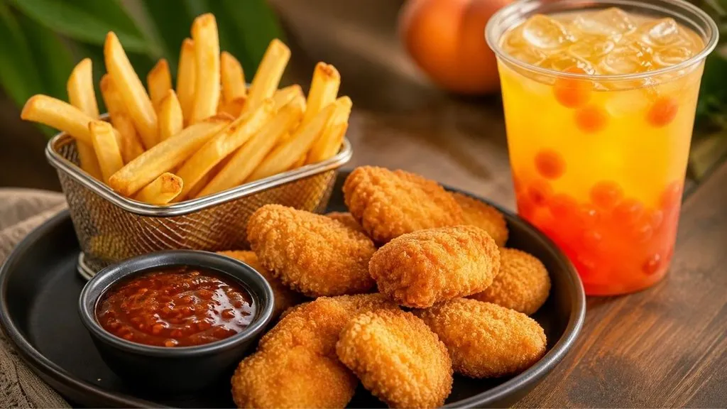 Chicken nuggets coated with seasoned panko