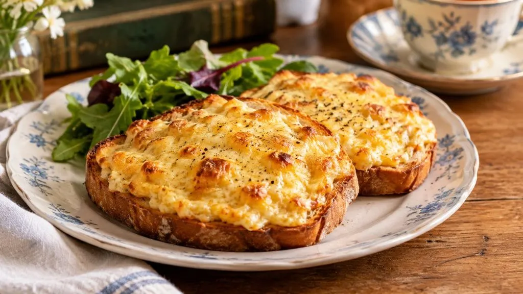 Cheddar cheese, bread, egg, mustard, and butter for toasted cheese