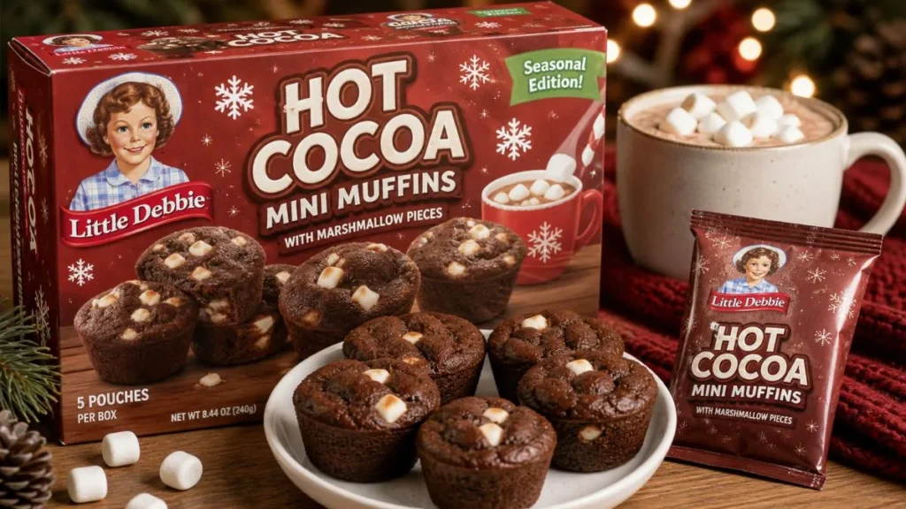 Little Debbie Hot Cocoa Mini Muffins with chocolate and marshmallow pieces