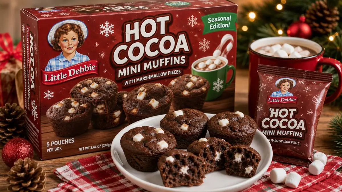 Little Debbie Hot Cocoa Mini Muffins with chocolate and marshmallow pieces