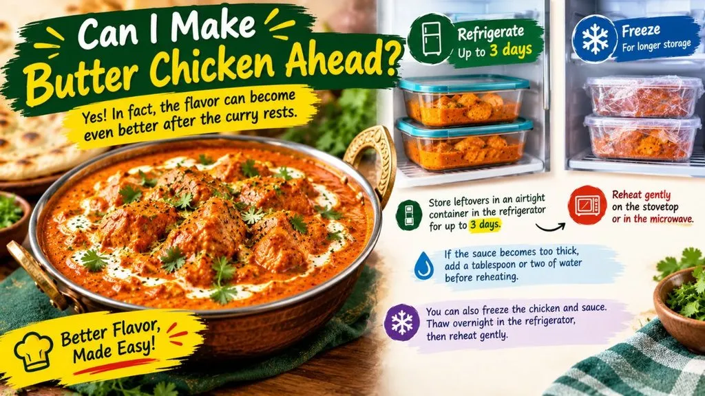 Pakistani butter chicken prepared for storage and reheating