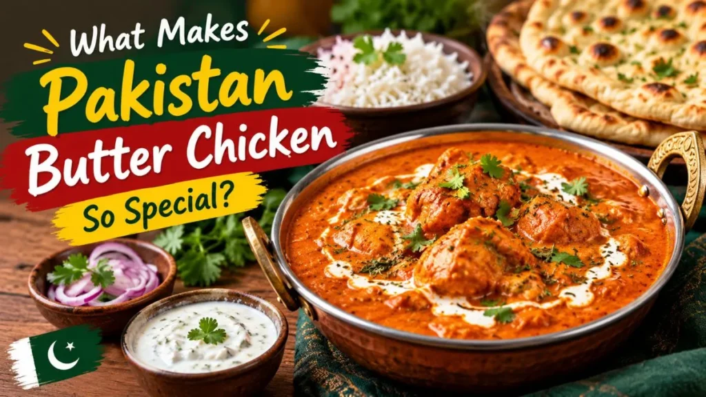 Pakistani butter chicken with creamy tomato gravy and naan