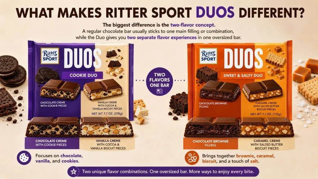 Ritter Sport Cookie Duo and Sweet and Salty Duo flavors