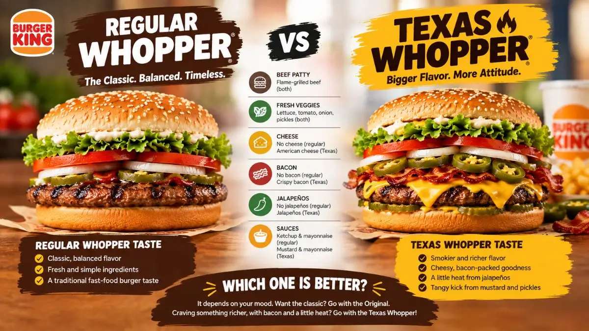Texas Whopper and regular Whopper comparison