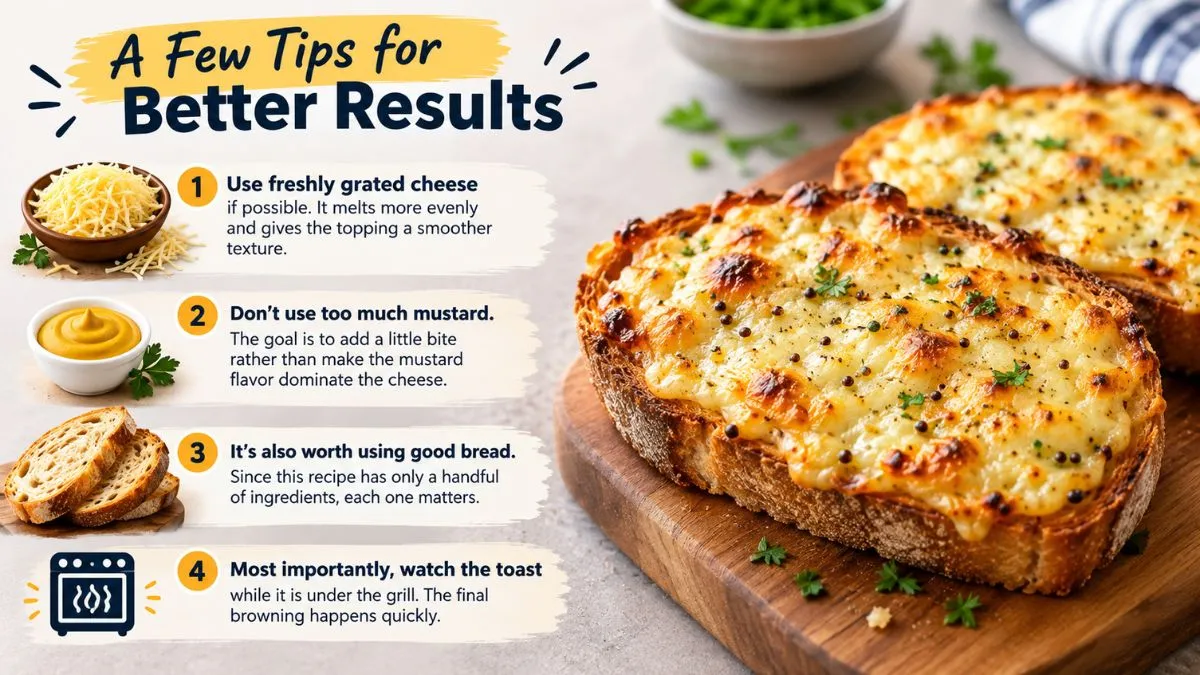 Golden cheese toast with fresh ingredients on a wooden table