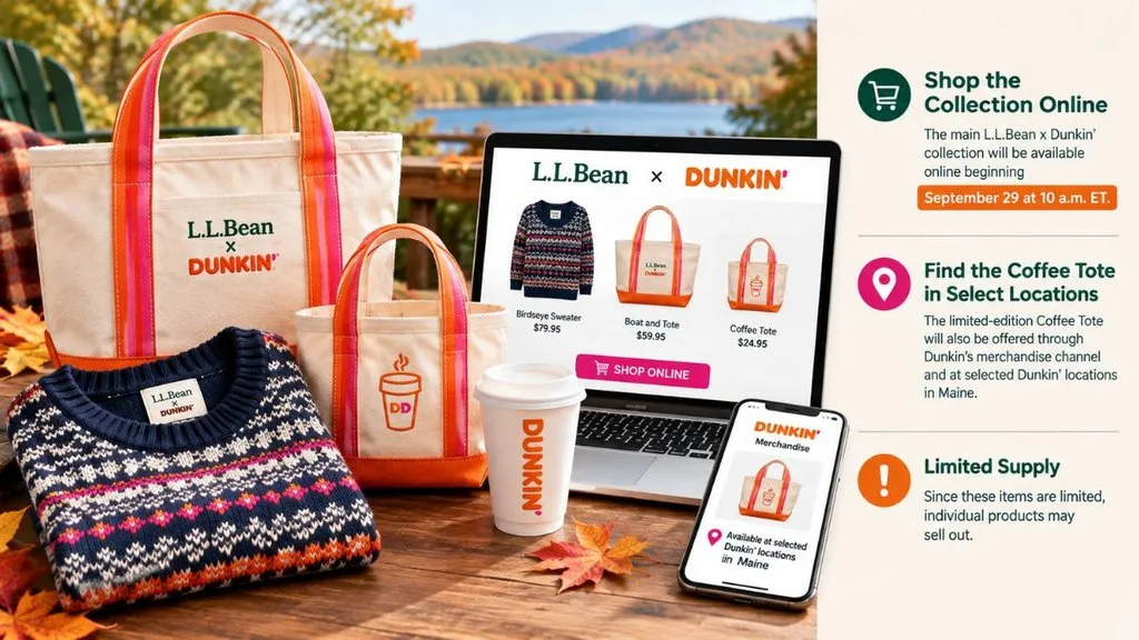 The Dunkin’ L.L.Bean collection will be available online and at select locations.