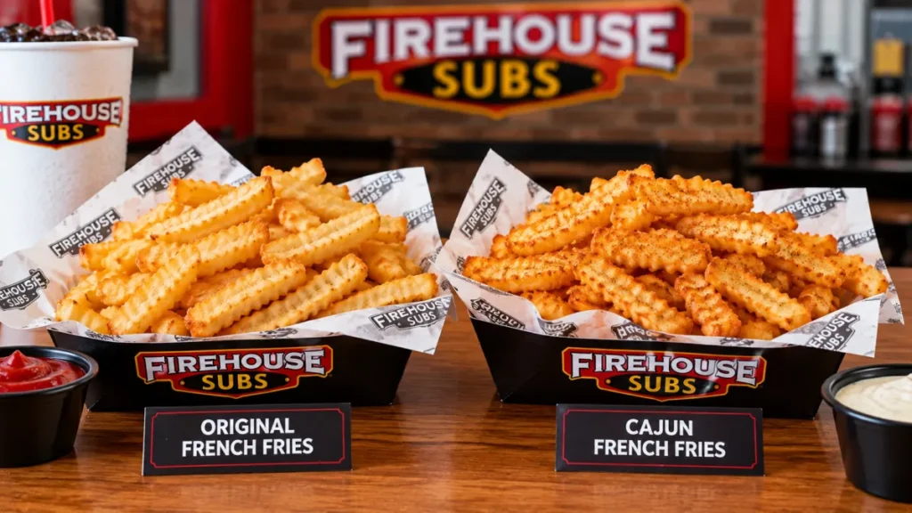 Firehouse Subs' new fries come in Original and Cajun varieties, featuring a ridged cut with a crisp exterior and fluffy center.