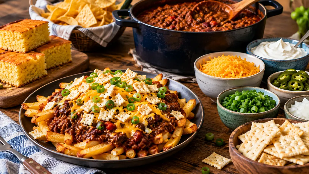 Three-Meat Chili with Crispy French Fries